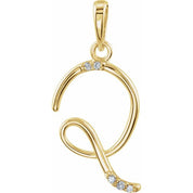 14K Yellow .025 CTW Natural Diamond Initial Q Pendant