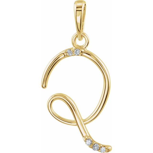 14K Yellow .025 CTW Natural Diamond Initial Q Pendant