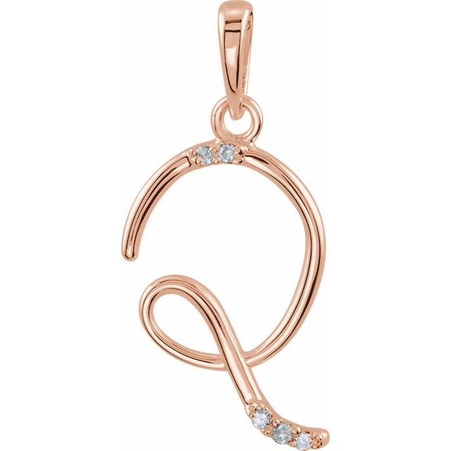 14K Rose Gold .025 CTW Natural Diamond Initial Q Pendant