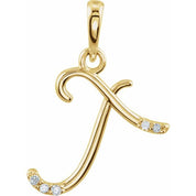 14K Yellow .025 CTW Natural Diamond Initial T Pendant