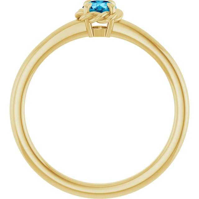 14K Yellow Natural Aquamarine Solitaire Rope Ring