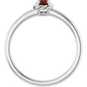 Platinum Natural Mozambique Garnet Solitaire Rope Ring
