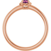 14K Rose Natural Pink Tourmaline Solitaire Rope Ring