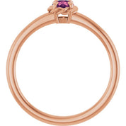 14K Rose Natural Pink Tourmaline Solitaire Rope Ring