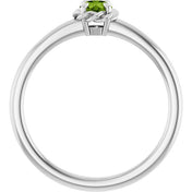Sterling Silver Natural Peridot Solitaire Rope Ring