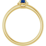 14K Yellow Lab-Grown Blue Sapphire Solitaire Rope Ring