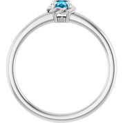 Platinum Natural Aquamarine Solitaire Rope Ring