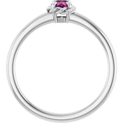 Platinum Natural Pink Tourmaline Solitaire Rope Ring