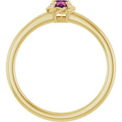 14K Yellow Natural Pink Tourmaline Solitaire Rope Ring