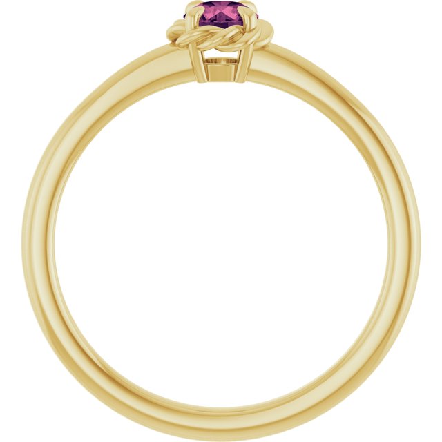 14K Yellow Natural Pink Tourmaline Solitaire Rope Ring