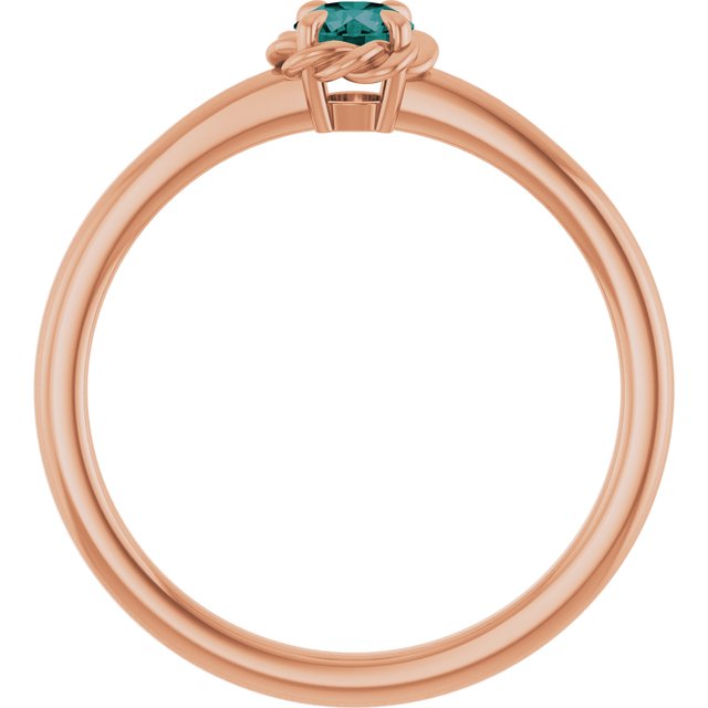 14K Rose Lab-Grown Alexandrite Solitaire Rope Ring