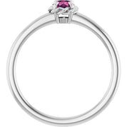 14K White Natural Pink Tourmaline Solitaire Rope Ring