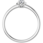14K White Natural White Sapphire Solitaire Rope Ring