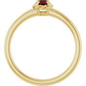 14K Yellow Natural Mozambique Garnet Solitaire Rope Ring
