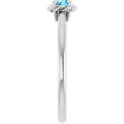 Sterling Silver Natural Aquamarine Solitaire Rope Ring