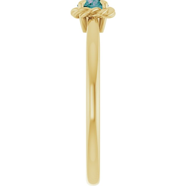 14K Yellow Lab-Grown Alexandrite Solitaire Rope Ring