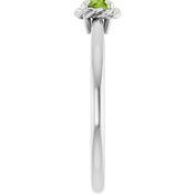 Platinum Natural Peridot Solitaire Rope Ring