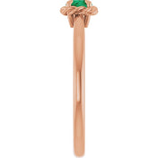14K Rose Lab-Grown Emerald Solitaire Rope Ring