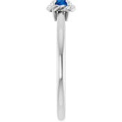 Sterling Silver Lab-Grown Blue Sapphire Solitaire Rope Ring