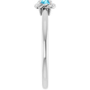 Platinum Natural Aquamarine Solitaire Rope Ring
