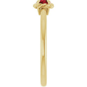 14K Yellow Natural Mozambique Garnet Solitaire Rope Ring