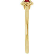 14K Yellow Natural Mozambique Garnet Solitaire Rope Ring