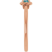 14K Rose Lab-Grown Alexandrite Solitaire Rope Ring