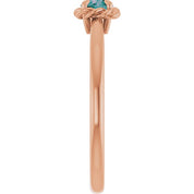 14K Rose Lab-Grown Alexandrite Solitaire Rope Ring