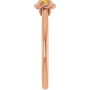 14K Rose Natural Citrine Solitaire Rope Ring