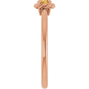 14K Rose Natural Citrine Solitaire Rope Ring
