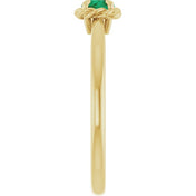 14K Yellow Lab-Grown Emerald Solitaire Rope Ring