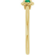 14K Yellow Lab-Grown Emerald Solitaire Rope Ring