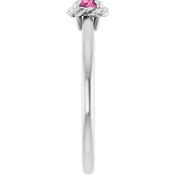 Platinum Natural Pink Tourmaline Solitaire Rope Ring