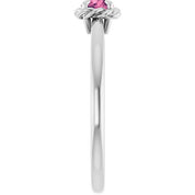Platinum Natural Pink Tourmaline Solitaire Rope Ring