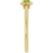14K Yellow Natural Peridot Solitaire Rope Ring