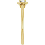 14K Yellow Natural White Sapphire Solitaire Rope Ring