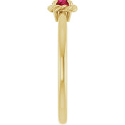 14K Yellow Lab-Grown Ruby Solitaire Rope Ring