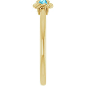 14K Yellow Natural Aquamarine Solitaire Rope Ring