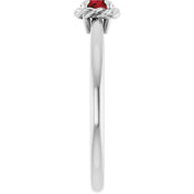Platinum Natural Mozambique Garnet Solitaire Rope Ring