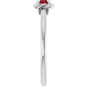 Platinum Natural Mozambique Garnet Solitaire Rope Ring