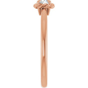 14K Rose Natural White Sapphire Solitaire Rope Ring