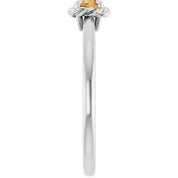 Sterling Silver Natural Citrine Solitaire Rope Ring