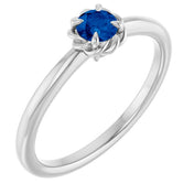 14K White Natural Blue Sapphire Solitaire Rope Ring
