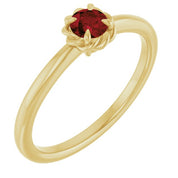 14K Yellow Natural Mozambique Garnet Solitaire Rope Ring