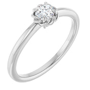 Platinum Natural White Sapphire Solitaire Rope Ring
