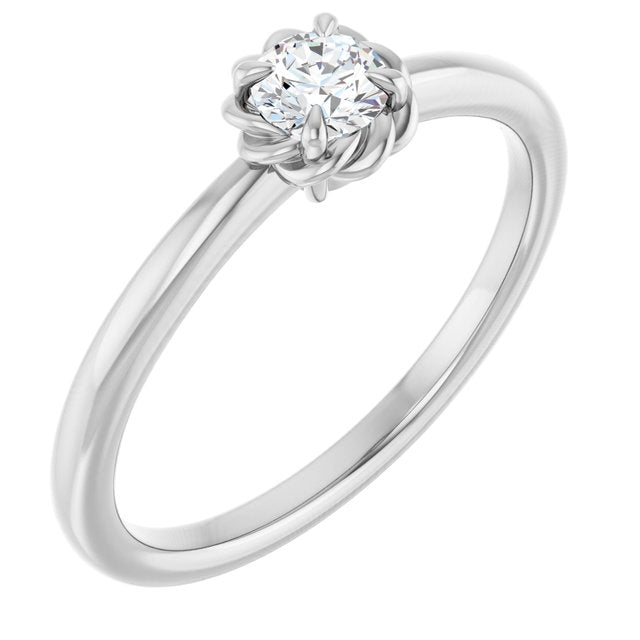Platinum Natural White Sapphire Solitaire Rope Ring