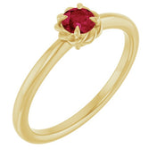 14K Yellow Natural Ruby Solitaire Rope Ring