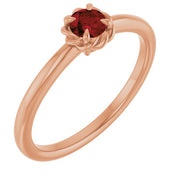 14K Rose Natural Mozambique Garnet Solitaire Rope Ring