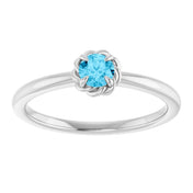 Sterling Silver Natural Aquamarine Solitaire Rope Ring