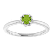 Platinum Natural Peridot Solitaire Rope Ring